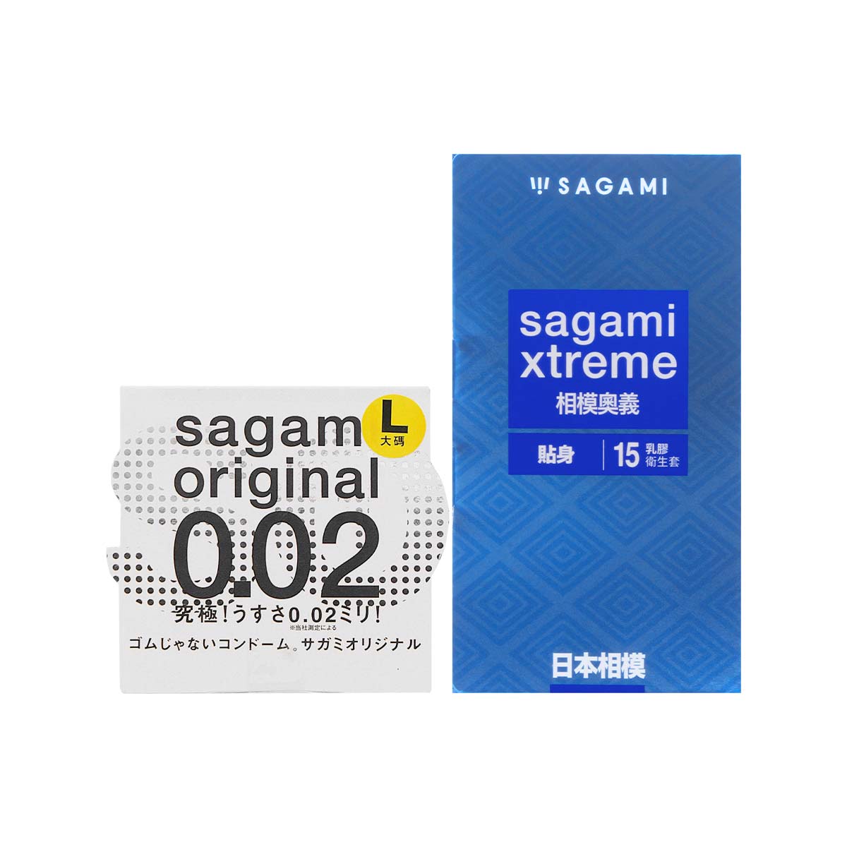 Sagami Xtreme Feel Fit 15's Pack Latex Condom + Sagami Original 0.02 L-size 58mm 1's Pack PU Condom-p_2