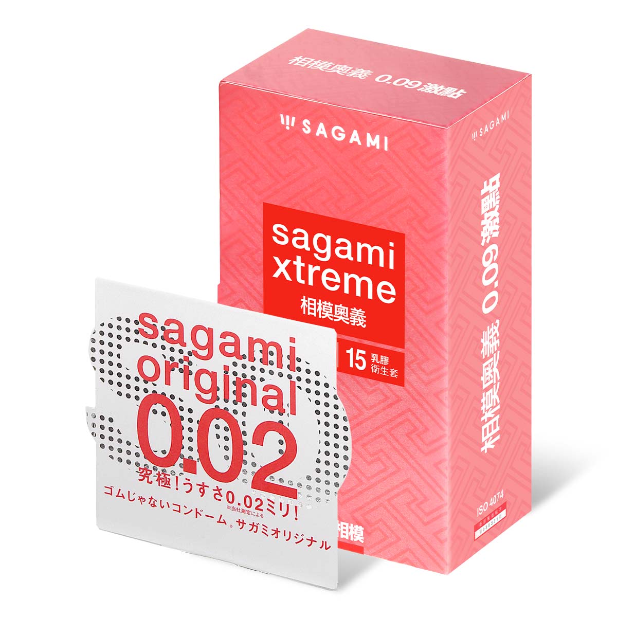 Sagami Xtreme Feel Long 15's Pack Latex Condom + Sagami Original 0.02 1's Pack PU Condom-thumb_1