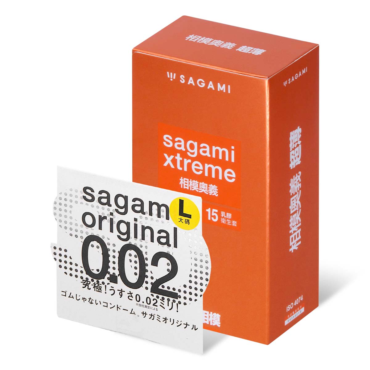Sagami Xtreme Superthin 15's Pack Latex Condom + Sagami Original 0.02 L-size 58mm 1's Pack PU Condom-thumb_1