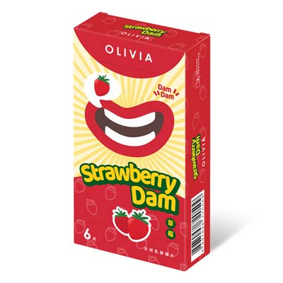 Olivia Strawberry Scent 6's Pack Natural Latex Dams-thumb