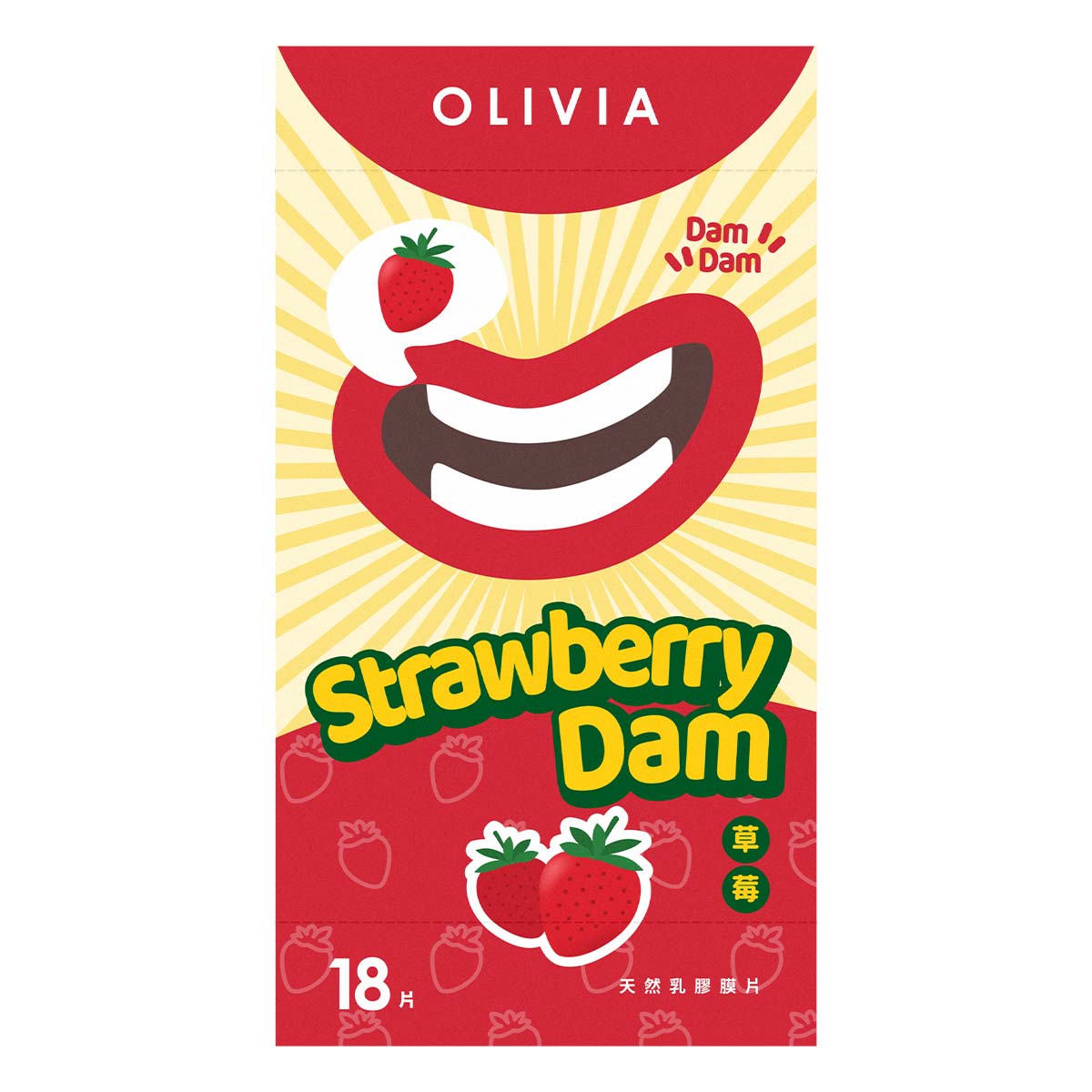 Olivia Strawberry Scent 18's Pack Natural Latex Dams-thumb_2